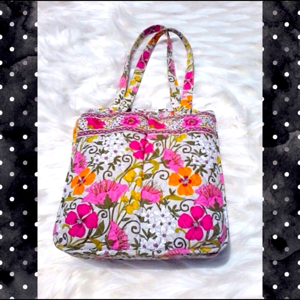 Vera Bradley Pink Orange White Green Cloth Floral Pattern Spring Bucket Tote 90s